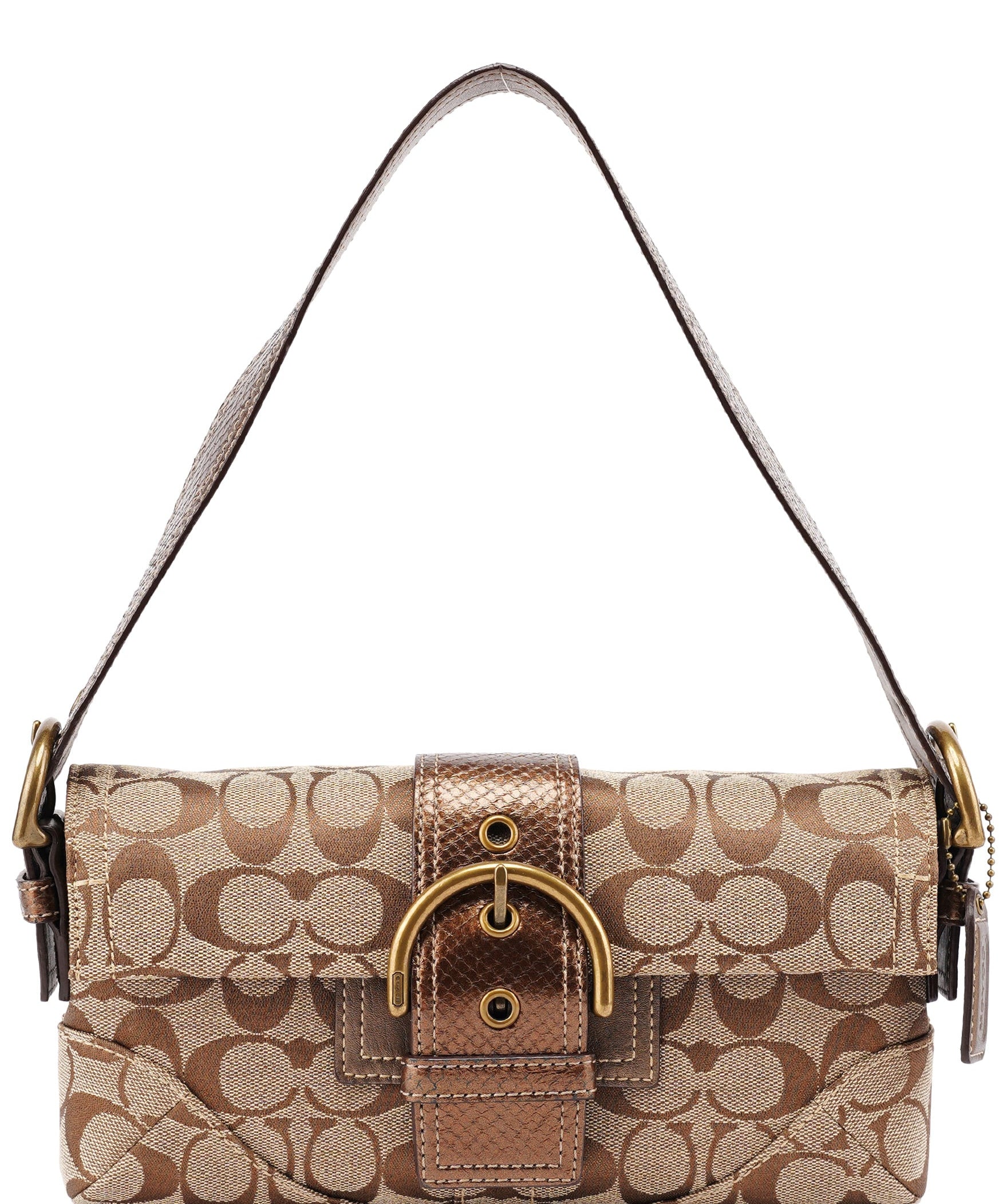 Coach 8K38 Beige Snakeskin Embossed Soho Bag