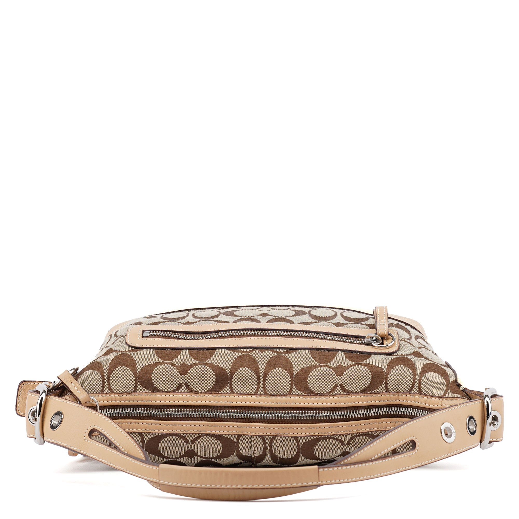 Coach 9363 Demi Schultertasche aus Signature C Canvas in Beige