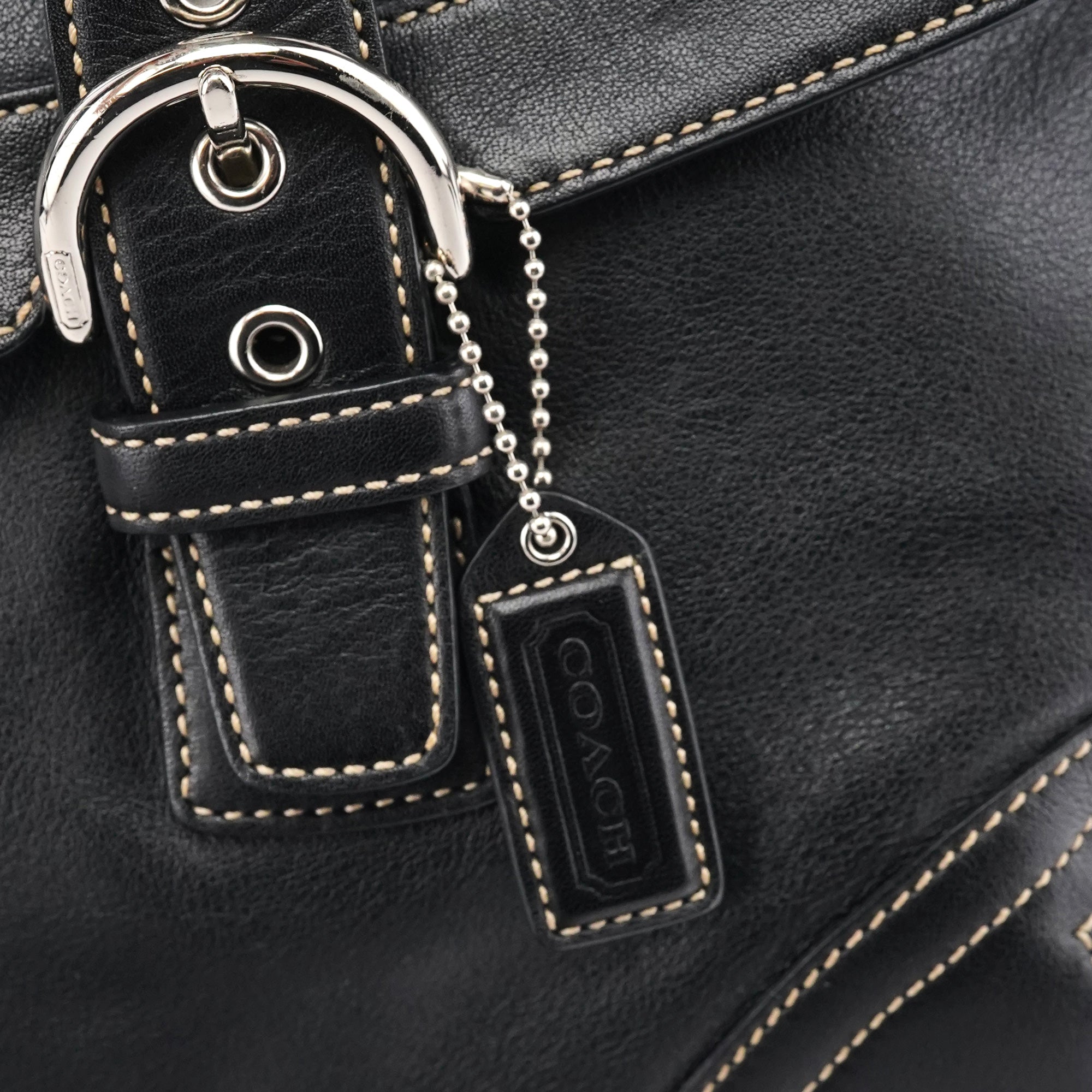 Coach 9636 Black Leather Soho Flap Tote Bag