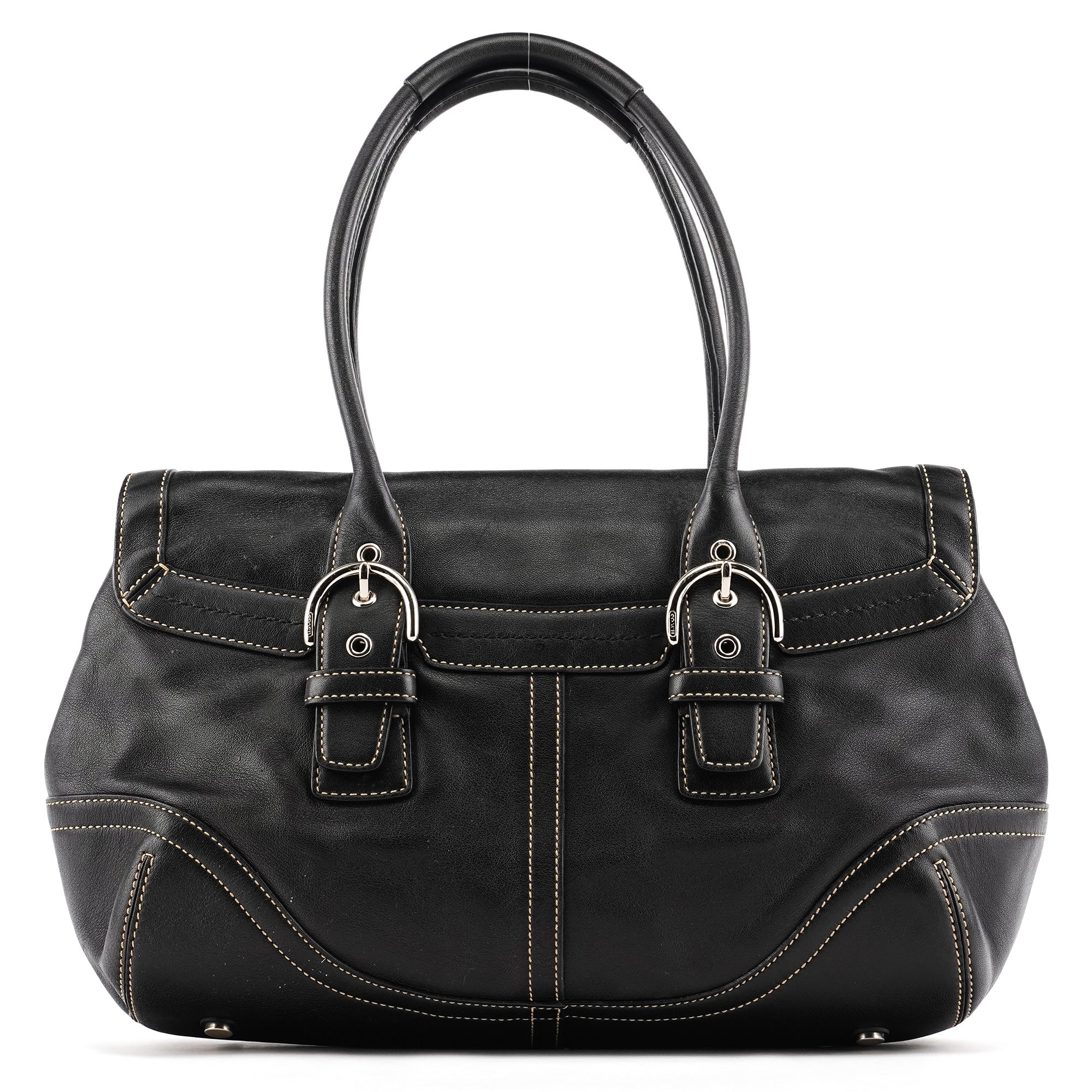 Coach 9636 Black Leather Soho Flap Tote Bag