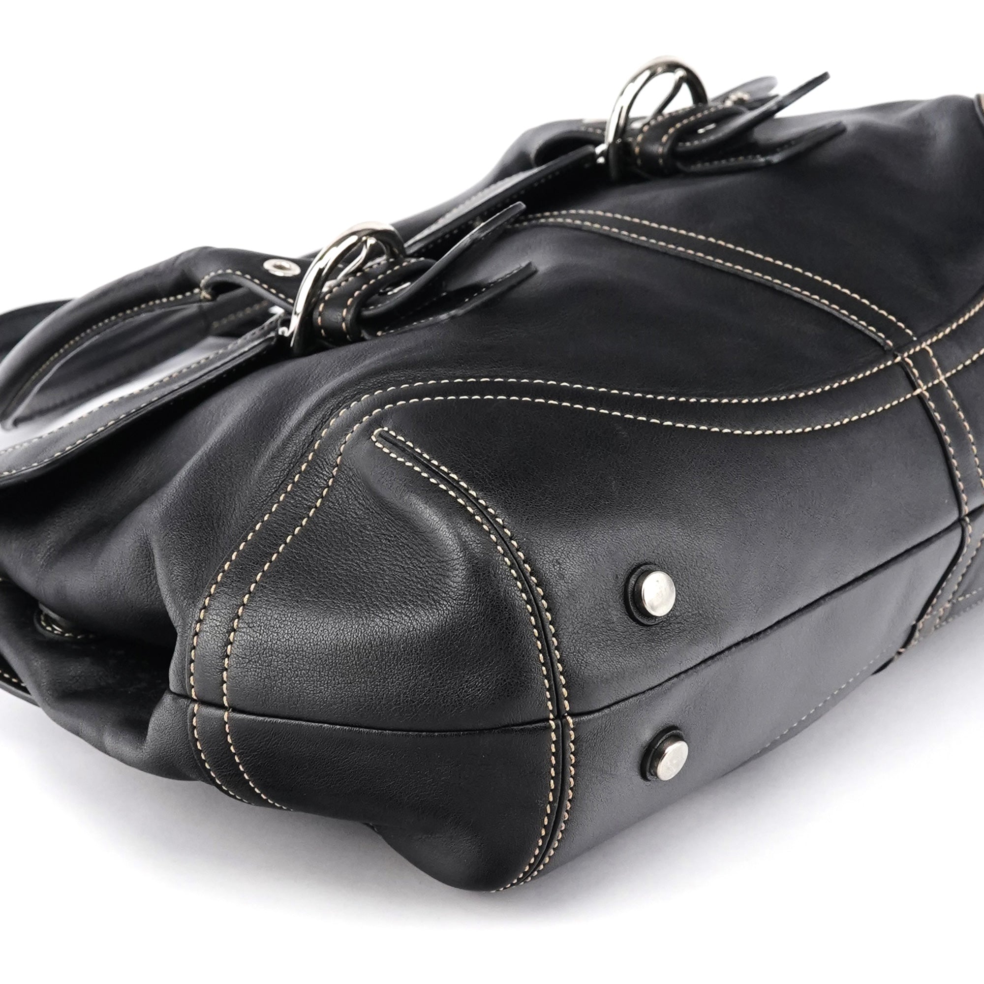 Coach 9636 Black Leather Soho Flap Tote Bag