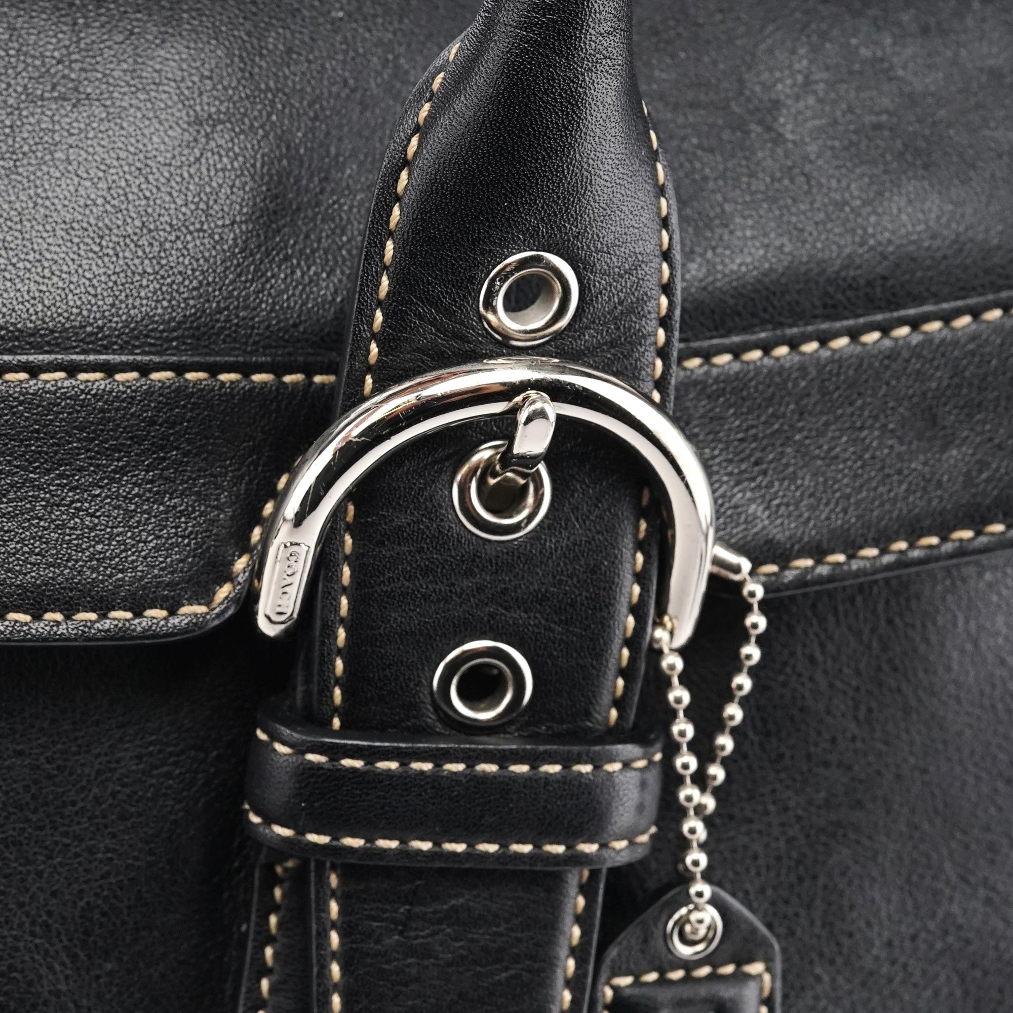 Coach 9636 Black Leather Soho Flap Tote Bag
