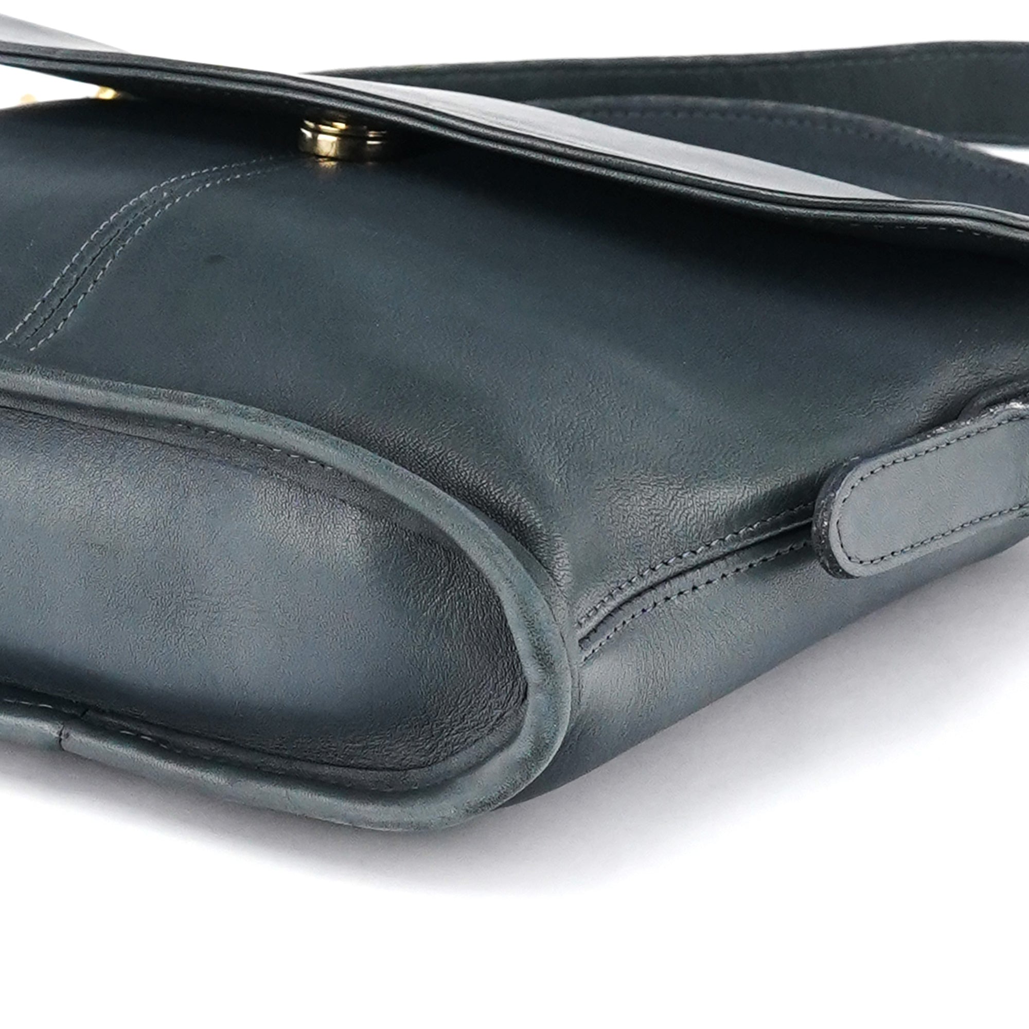Coach 9807 Midnight Navy Leather Flap Shoulder Bag