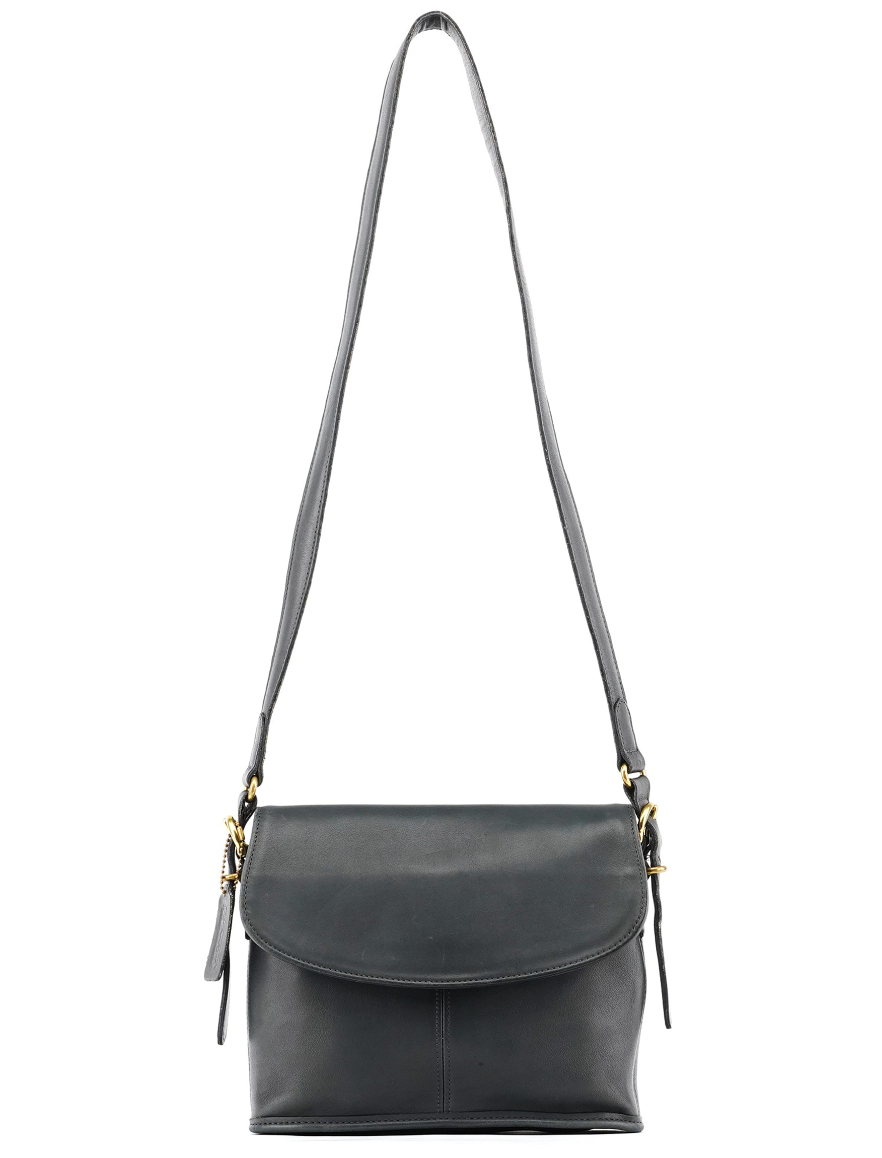 Coach 9807 Midnight Navy Leather Flap Shoulder Bag