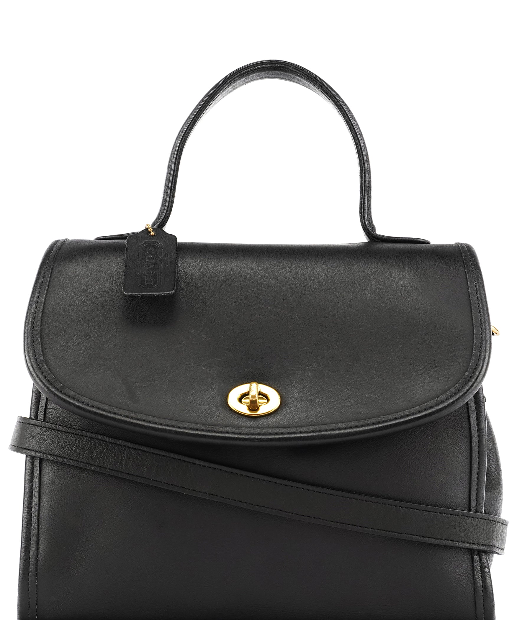 Coach 9977 Black Leather 2-Way Top Handle Bag