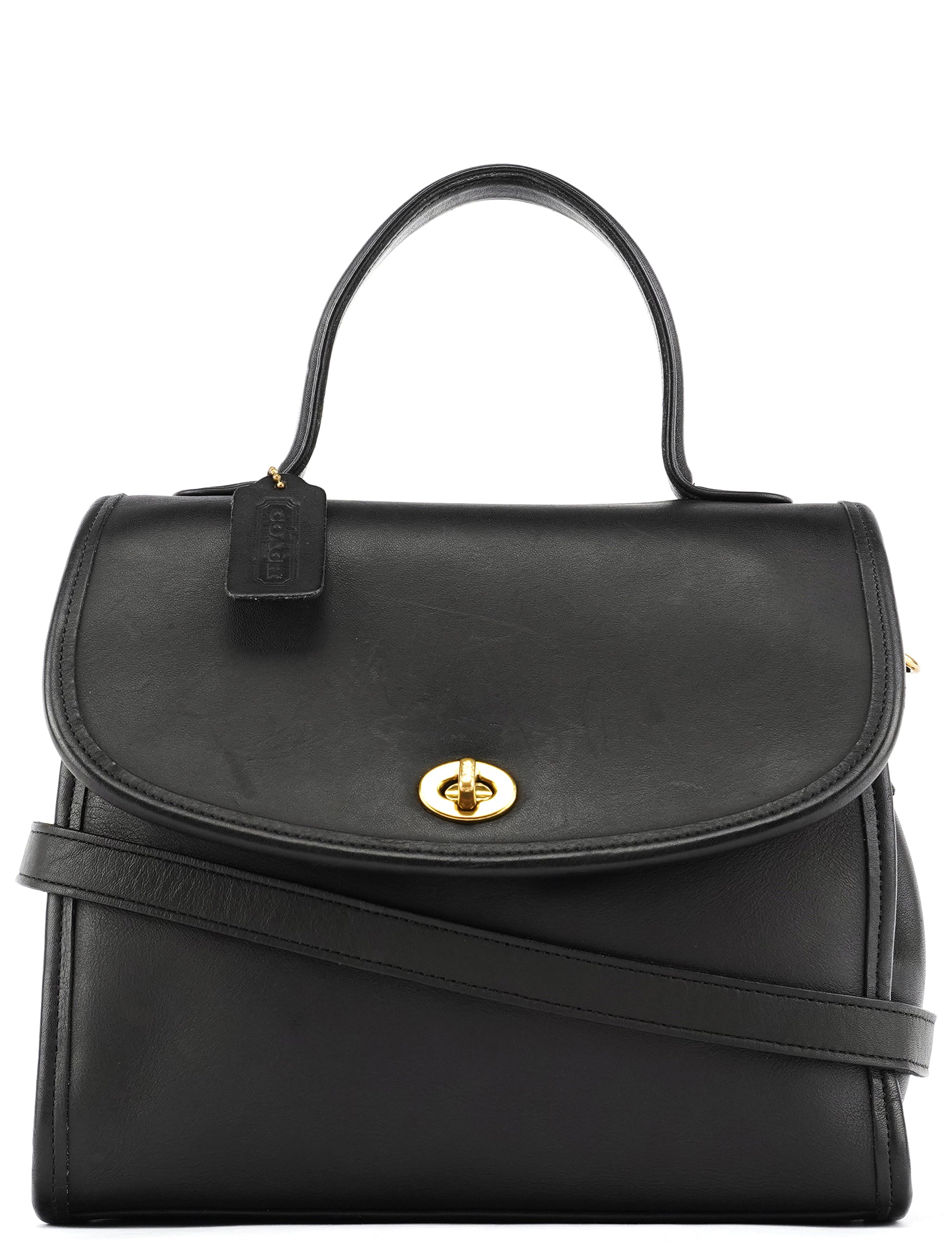 Coach 9977 Black Leather 2-Way Top Handle Bag