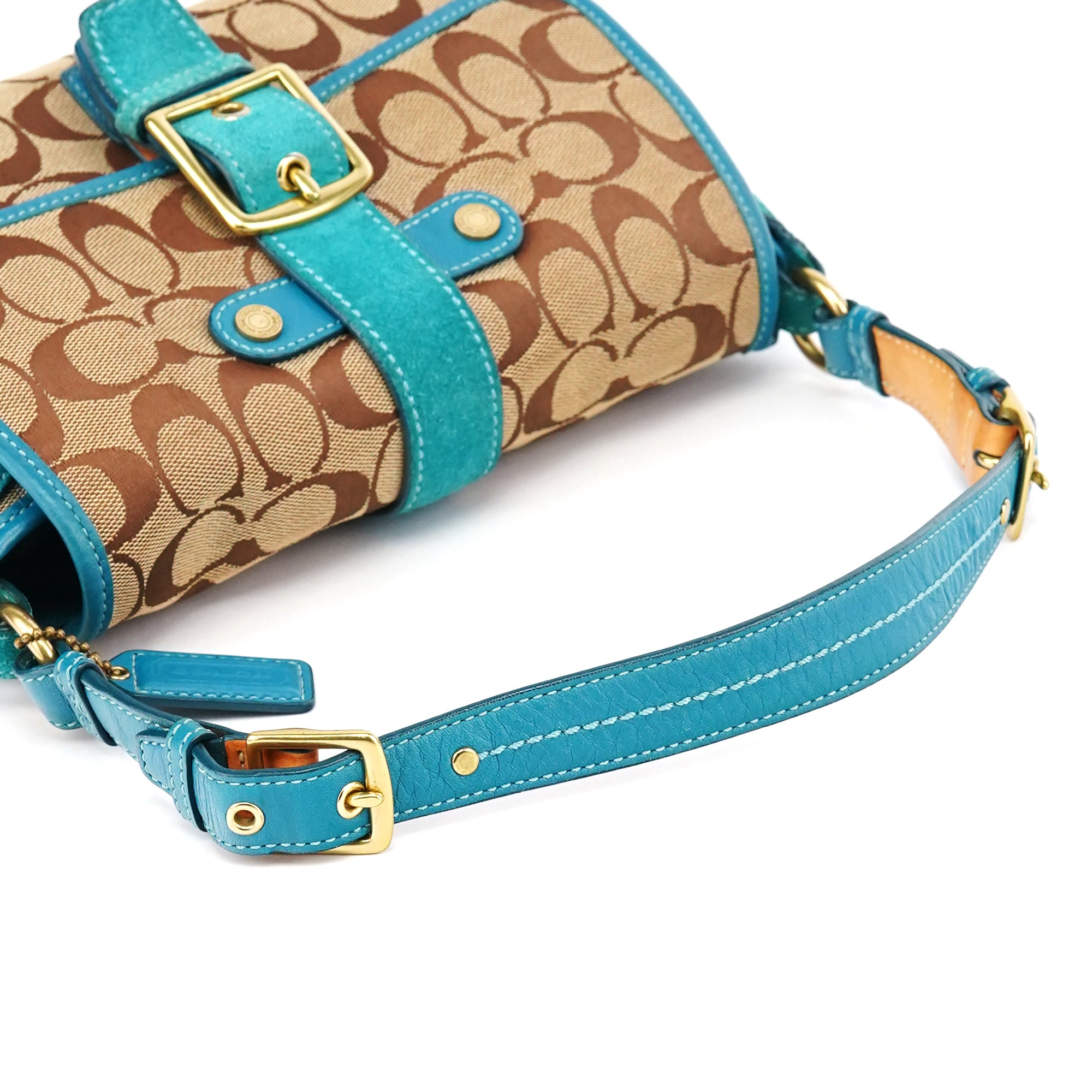 Coach Beige Blue Signature Soho Shoulder Bag