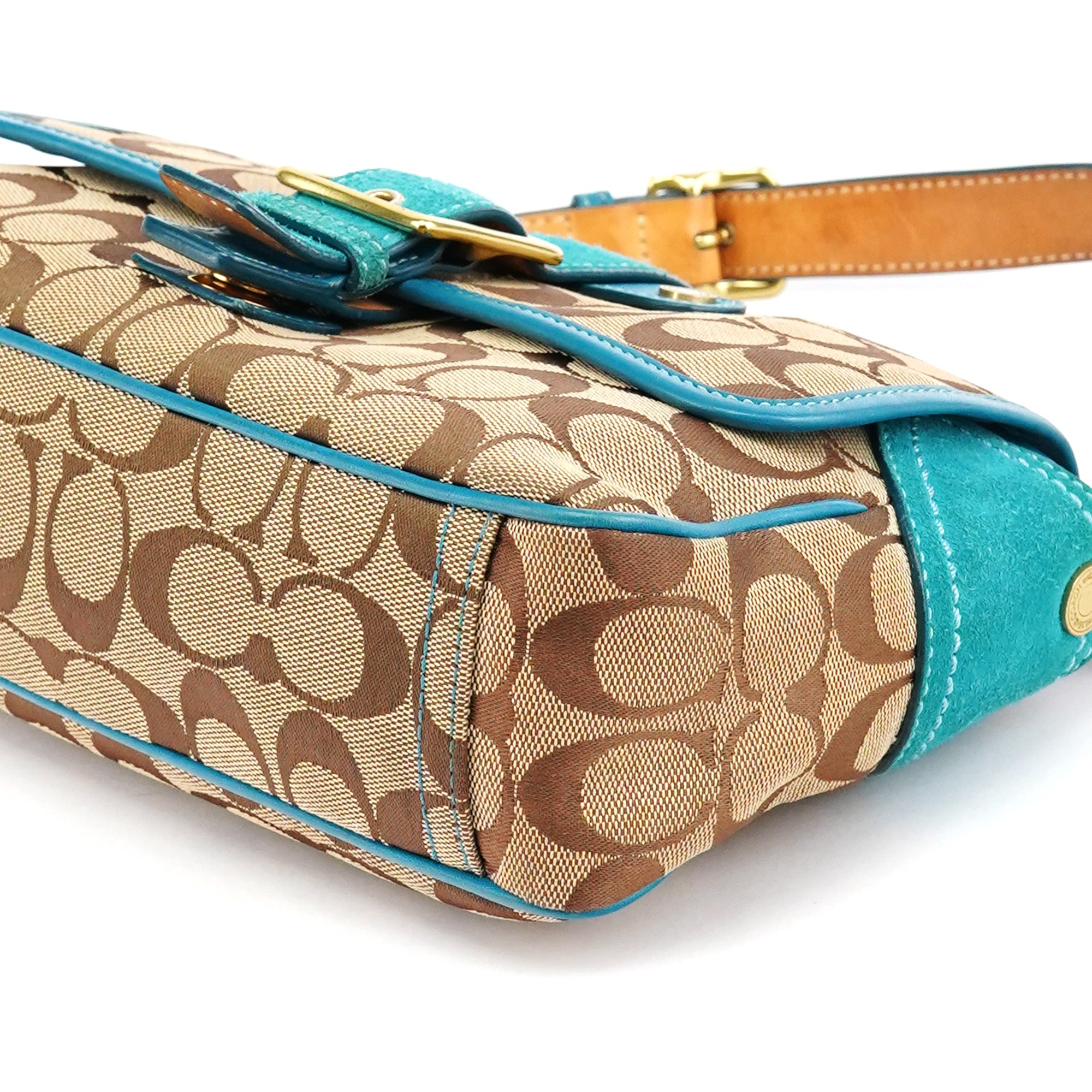 Coach Beige Blue Signature Soho Shoulder Bag