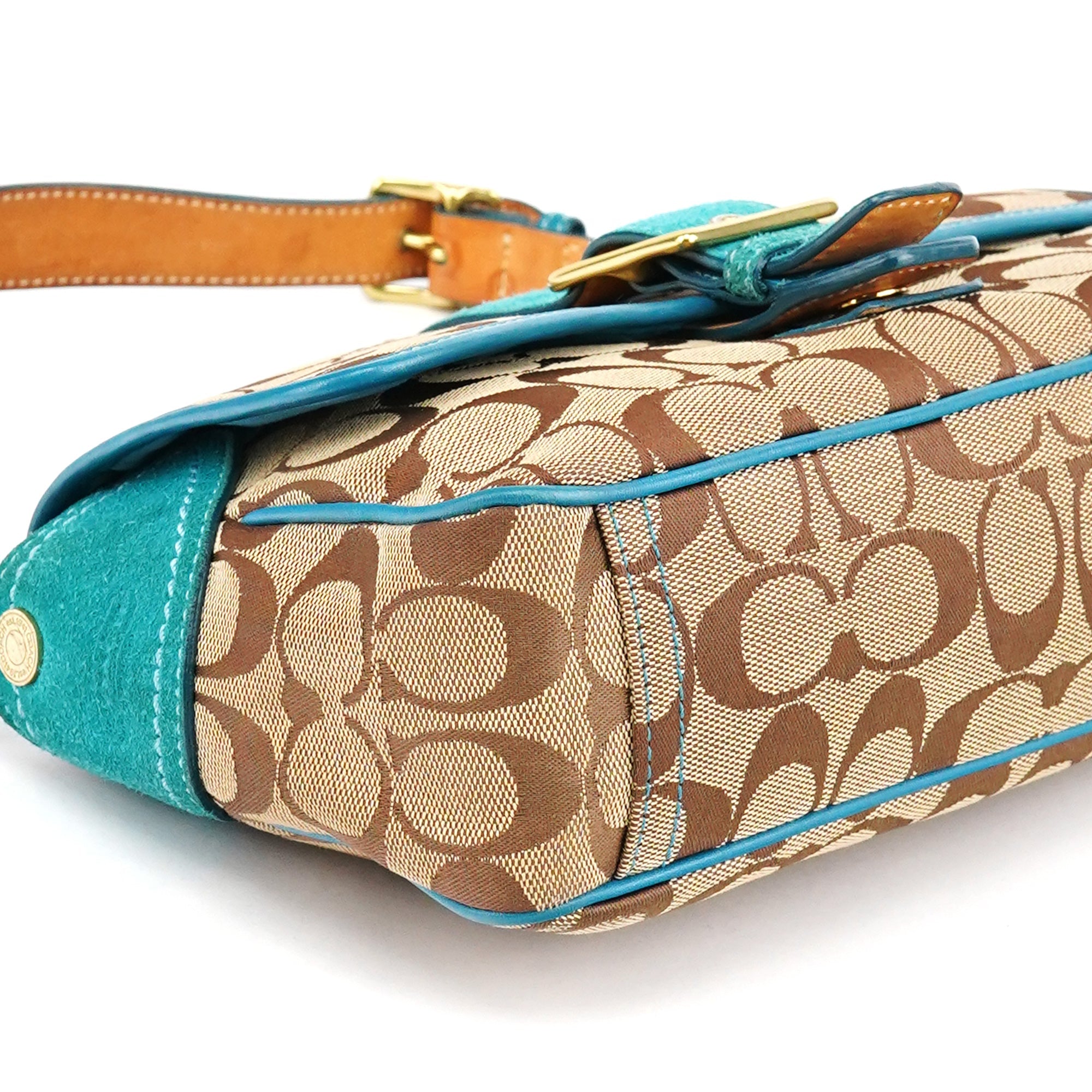 Coach Beige Blue Signature Soho Shoulder Bag