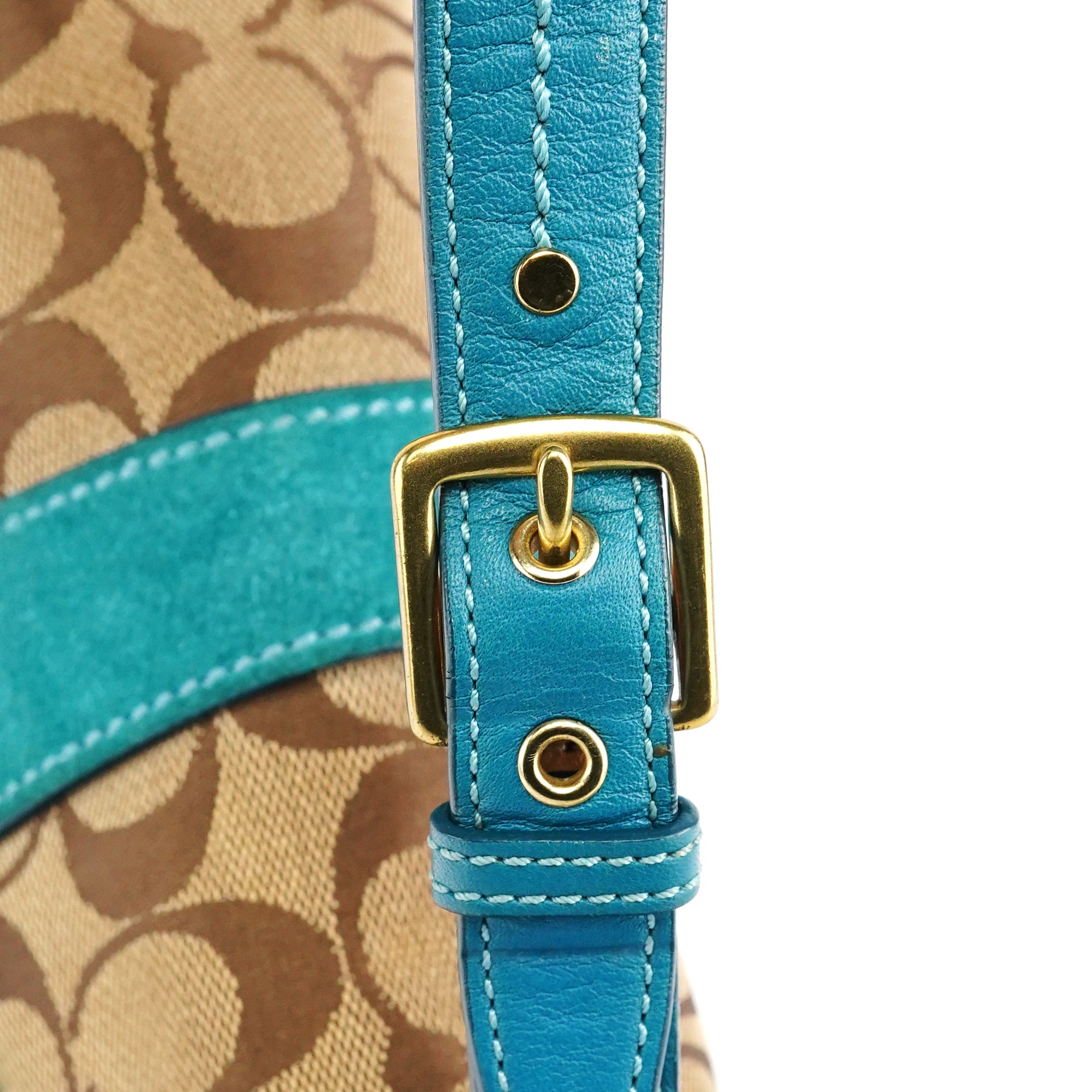 Coach Beige Blue Signature Soho Shoulder Bag