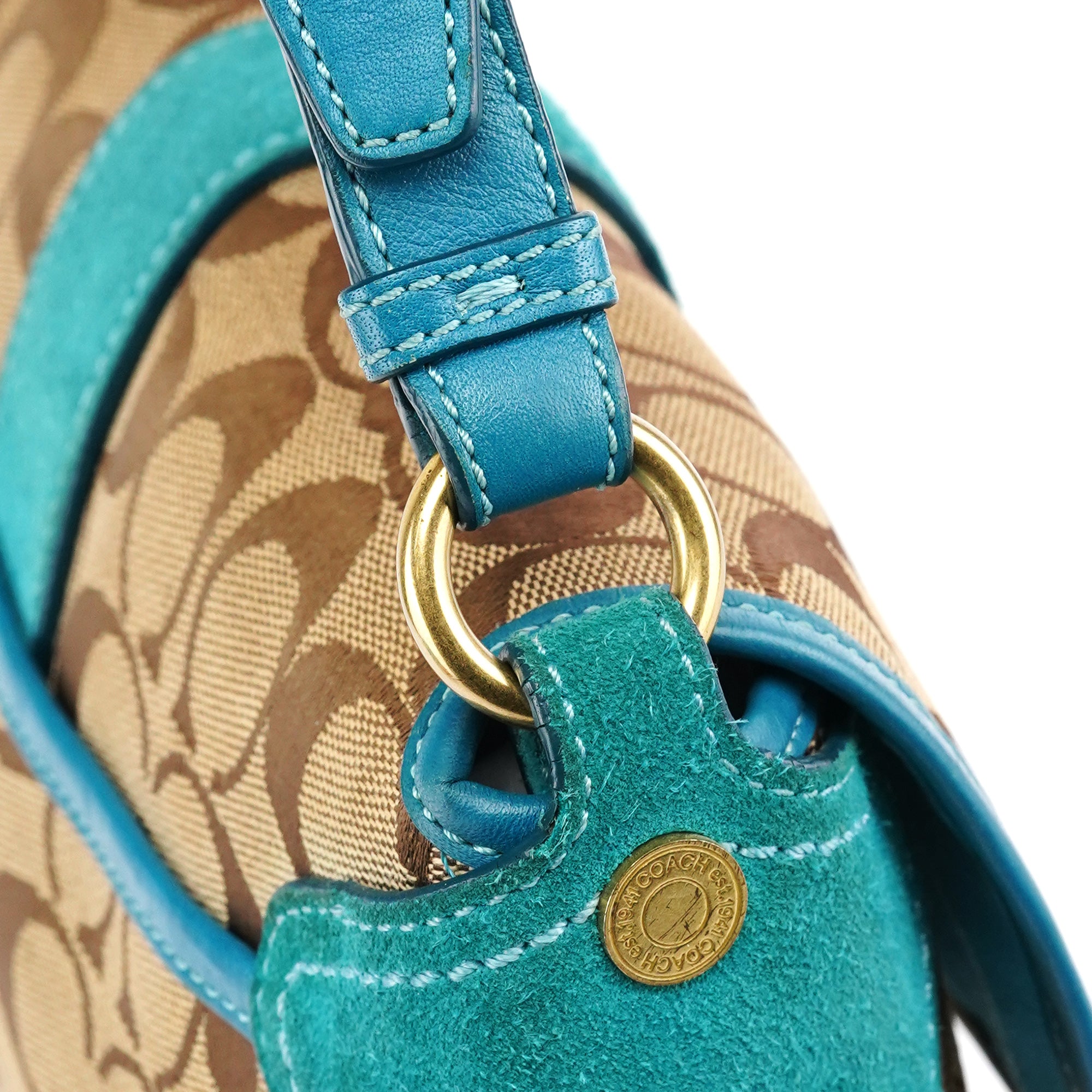 Coach Beige Blue Signature Soho Shoulder Bag