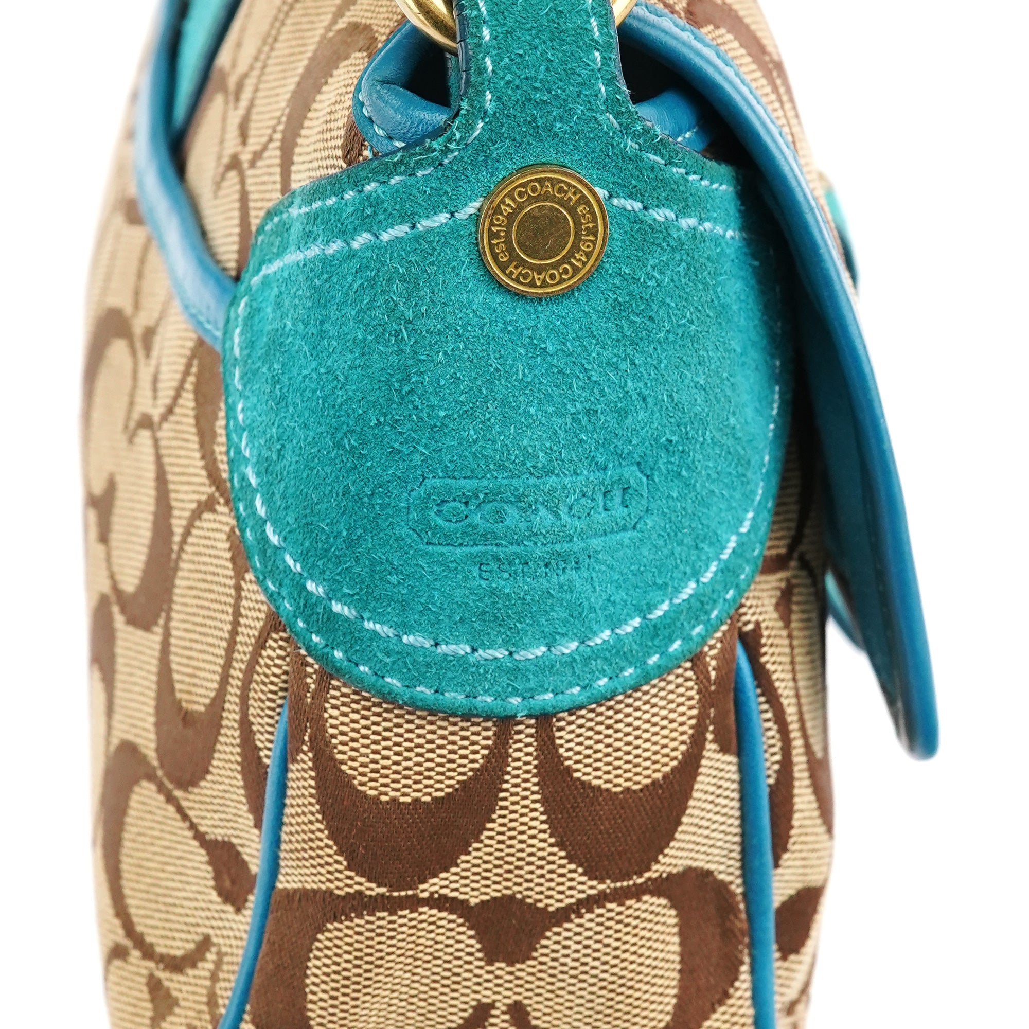 Coach Beige Blue Signature Soho Shoulder Bag