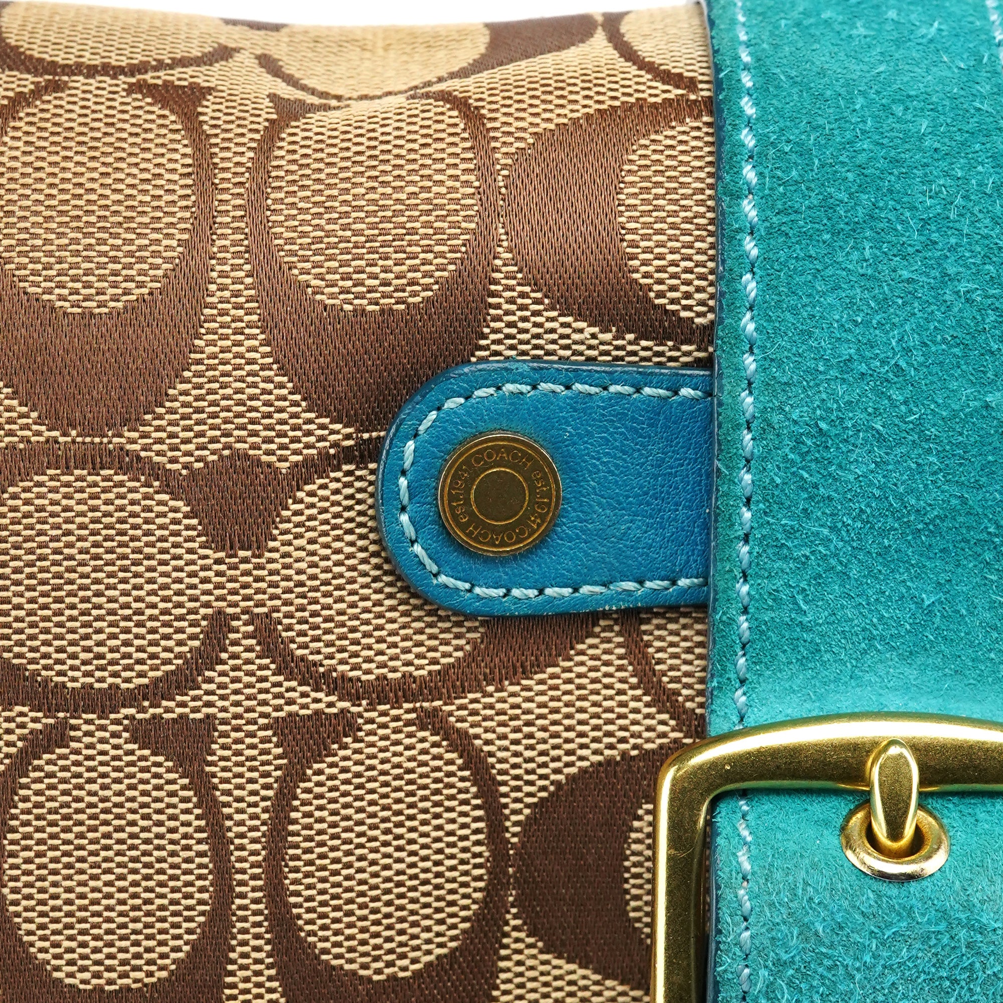 Coach Beige Blue Signature Soho Shoulder Bag