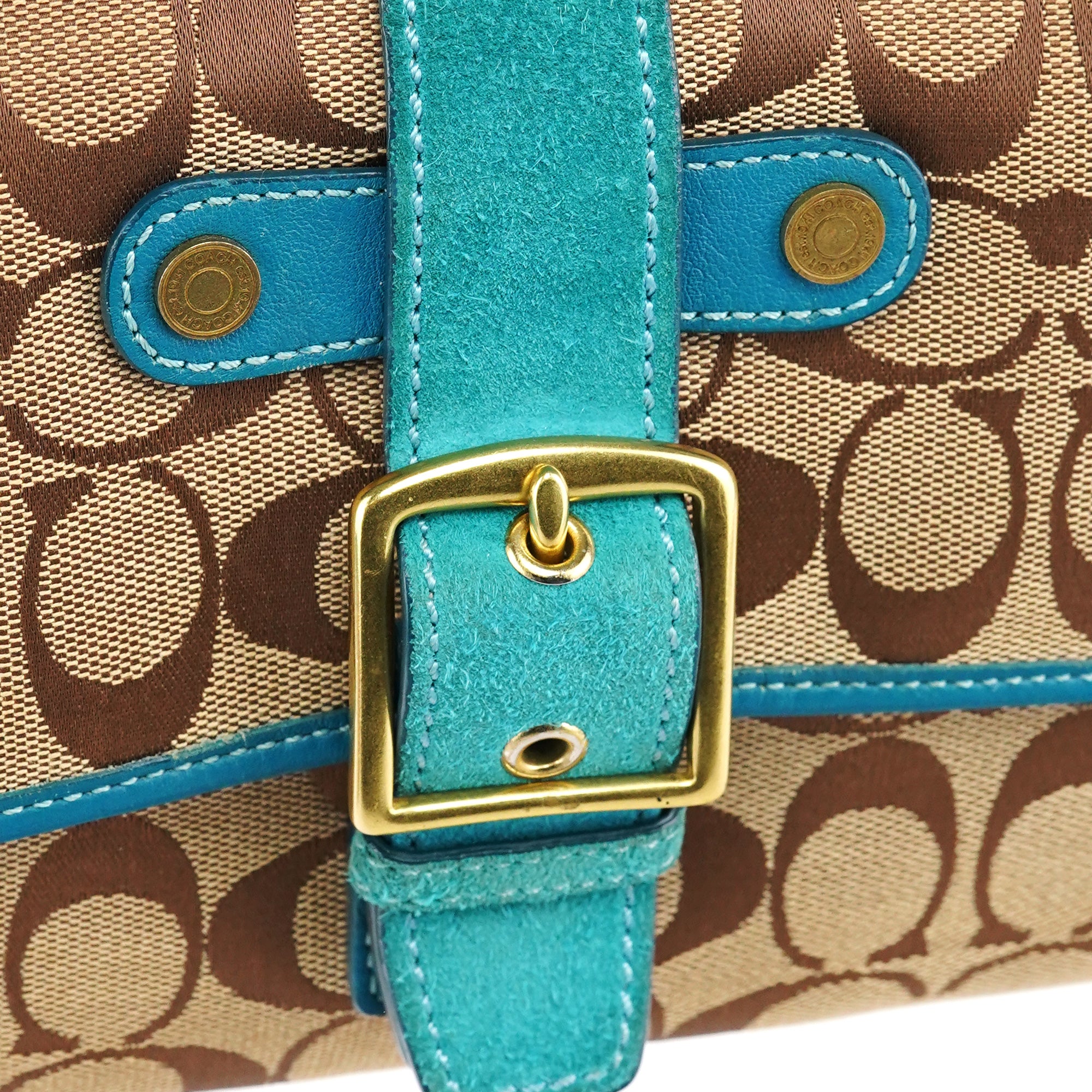 Coach Beige Blue Signature Soho Shoulder Bag
