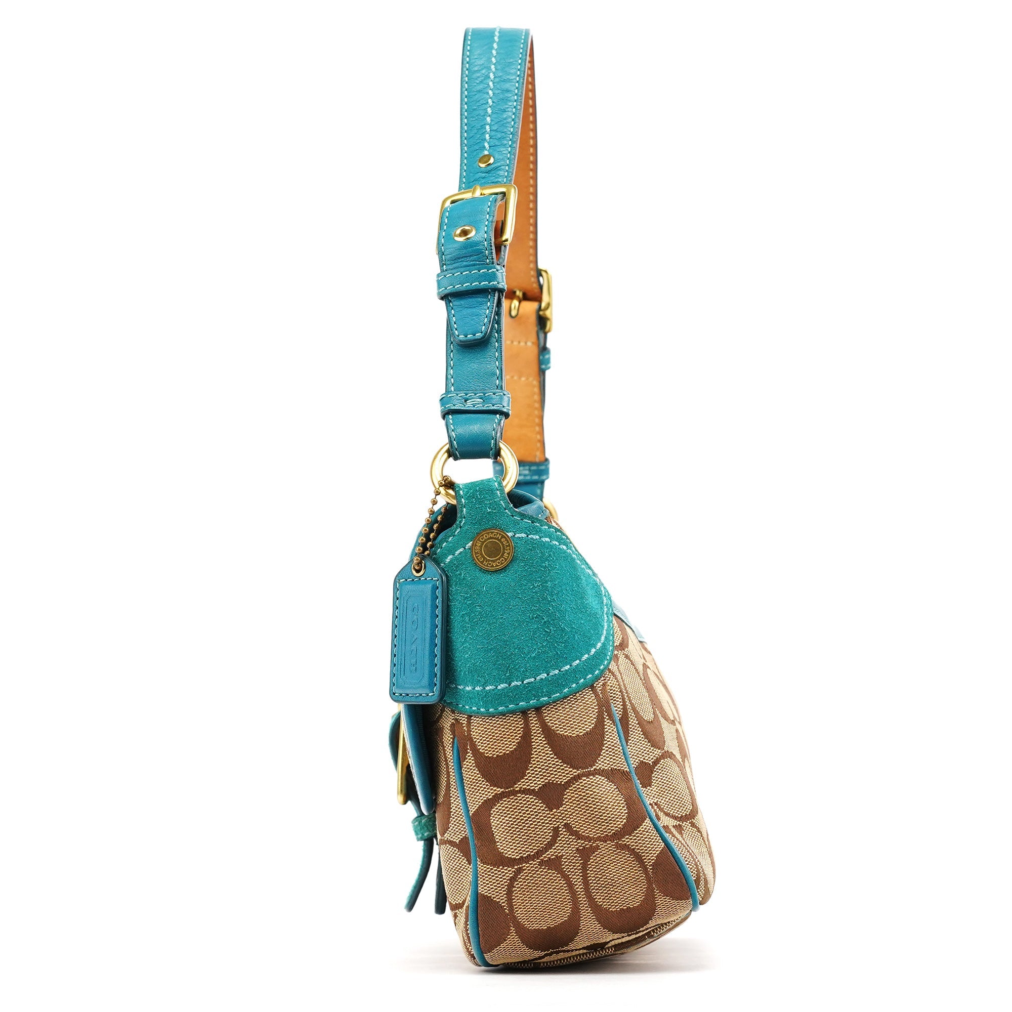 Coach Beige Blue Signature Soho Shoulder Bag