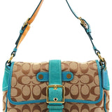 Coach Beige Blue Signature Soho Shoulder Bag