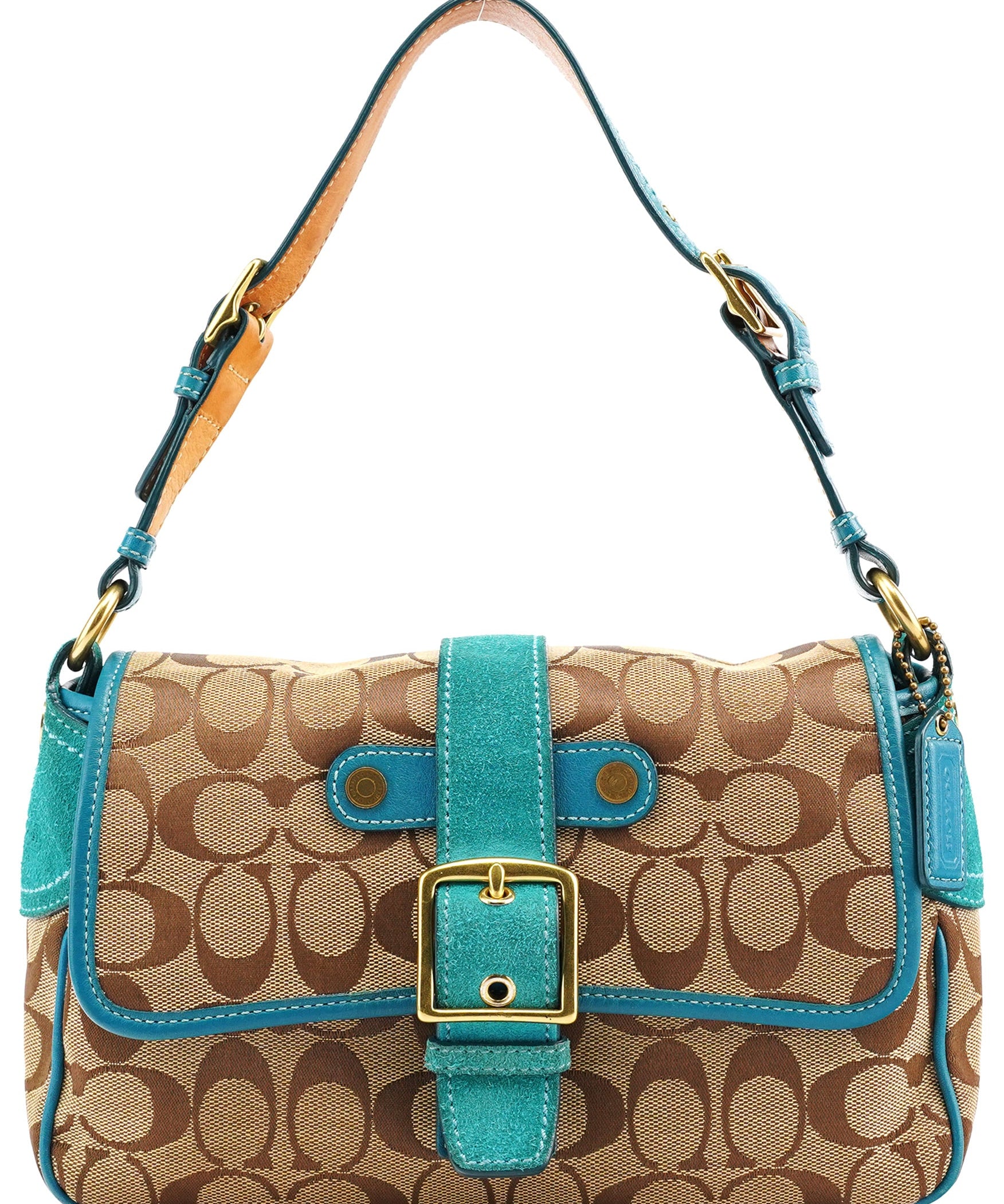 Coach Beige Blue Signature Soho Shoulder Bag