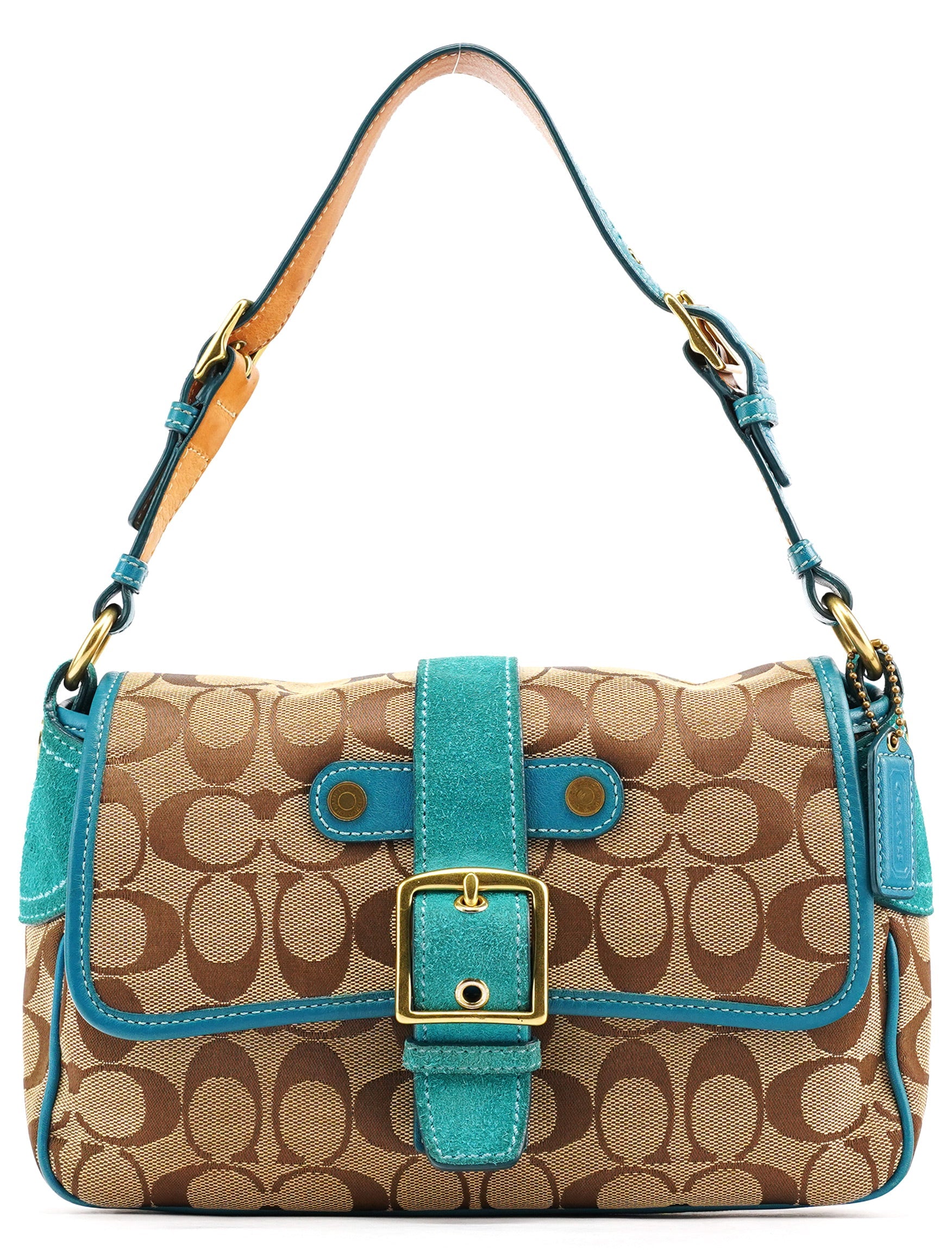 Coach Beige Blue Signature Soho Shoulder Bag