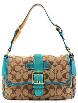 Coach Beige Blue Signature Soho Shoulder Bag