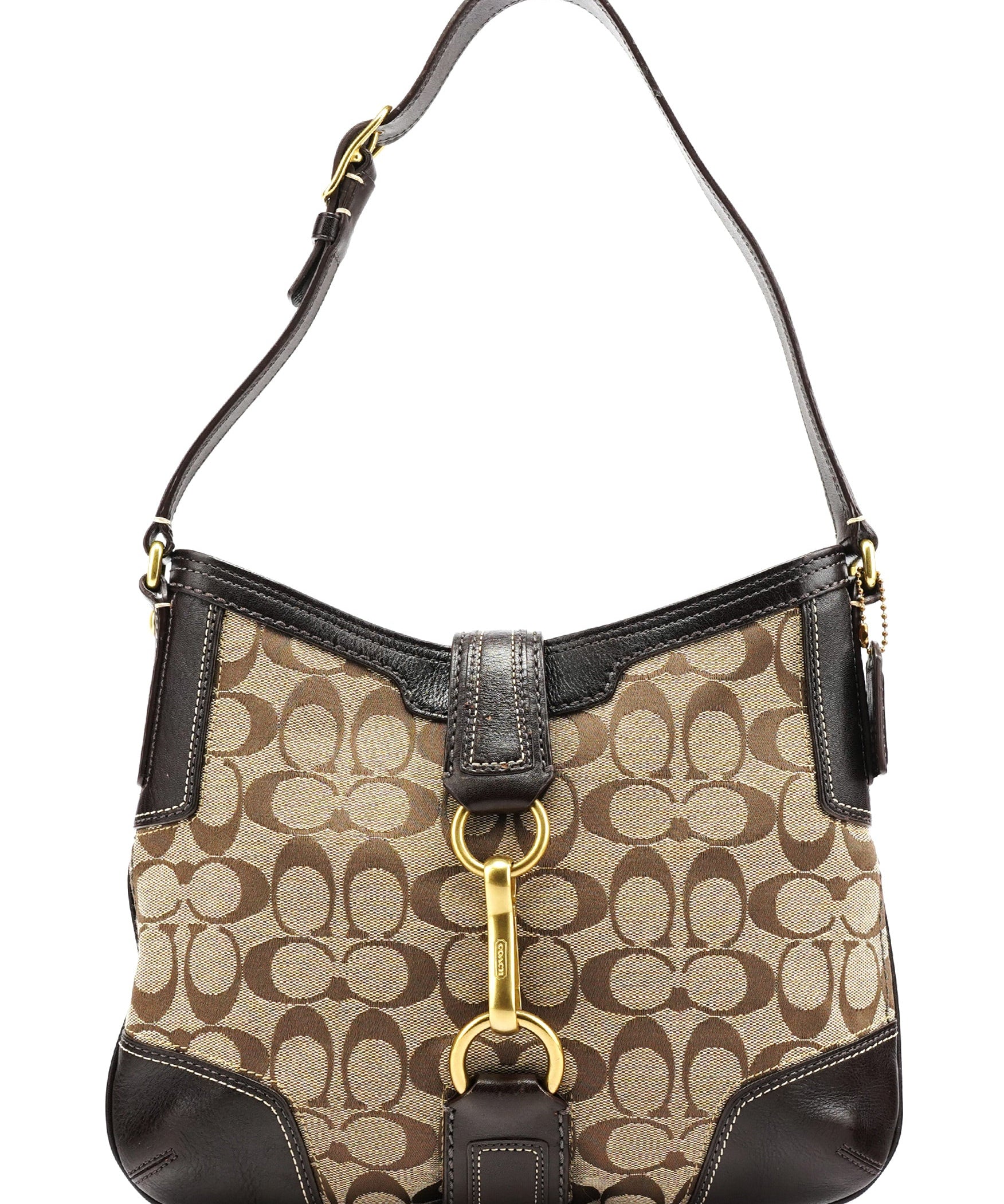 Coach Beige Brown Signature C Shoulder Bag