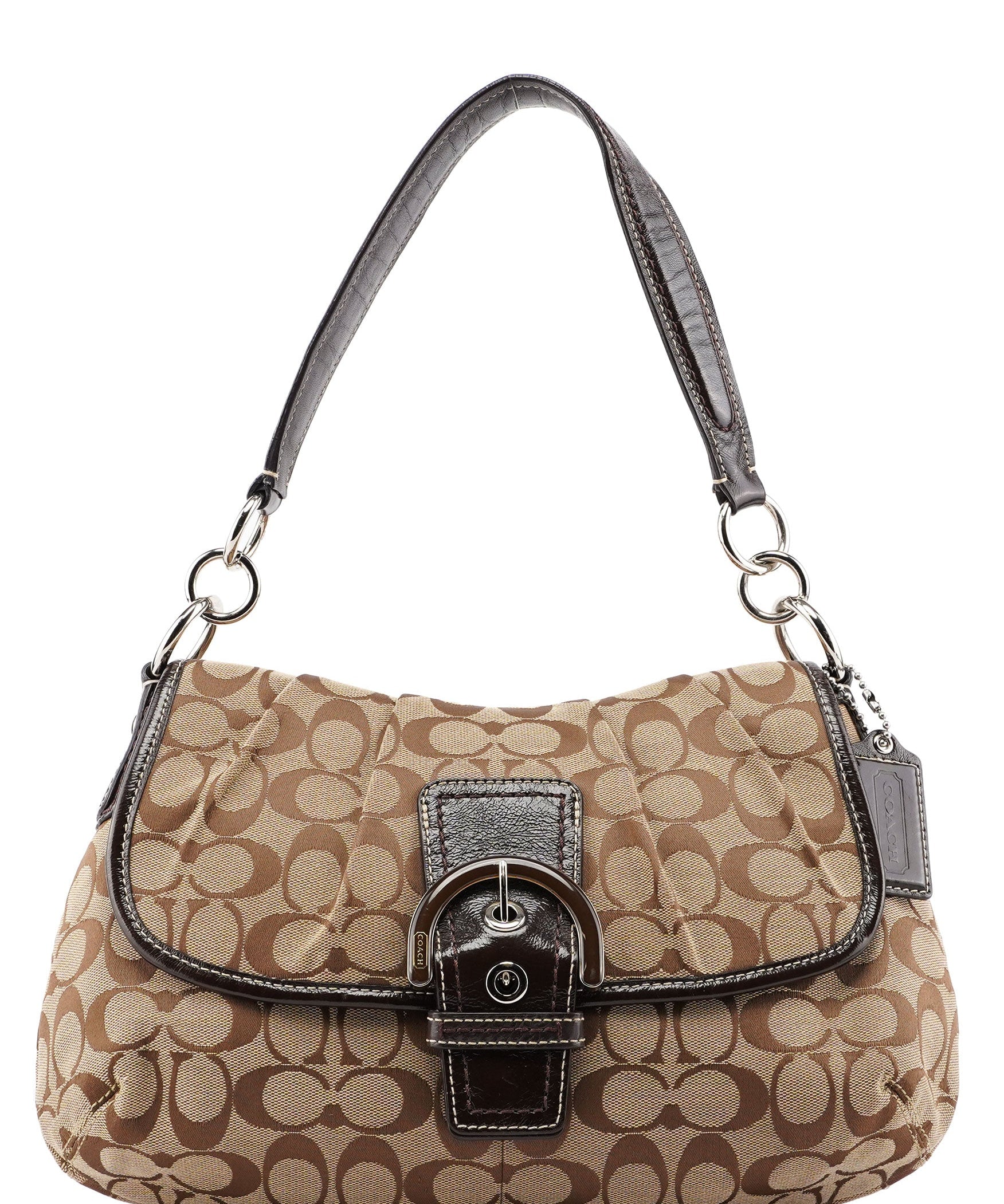 Coach Beige Brown Signature C Soho Shoulder Bag