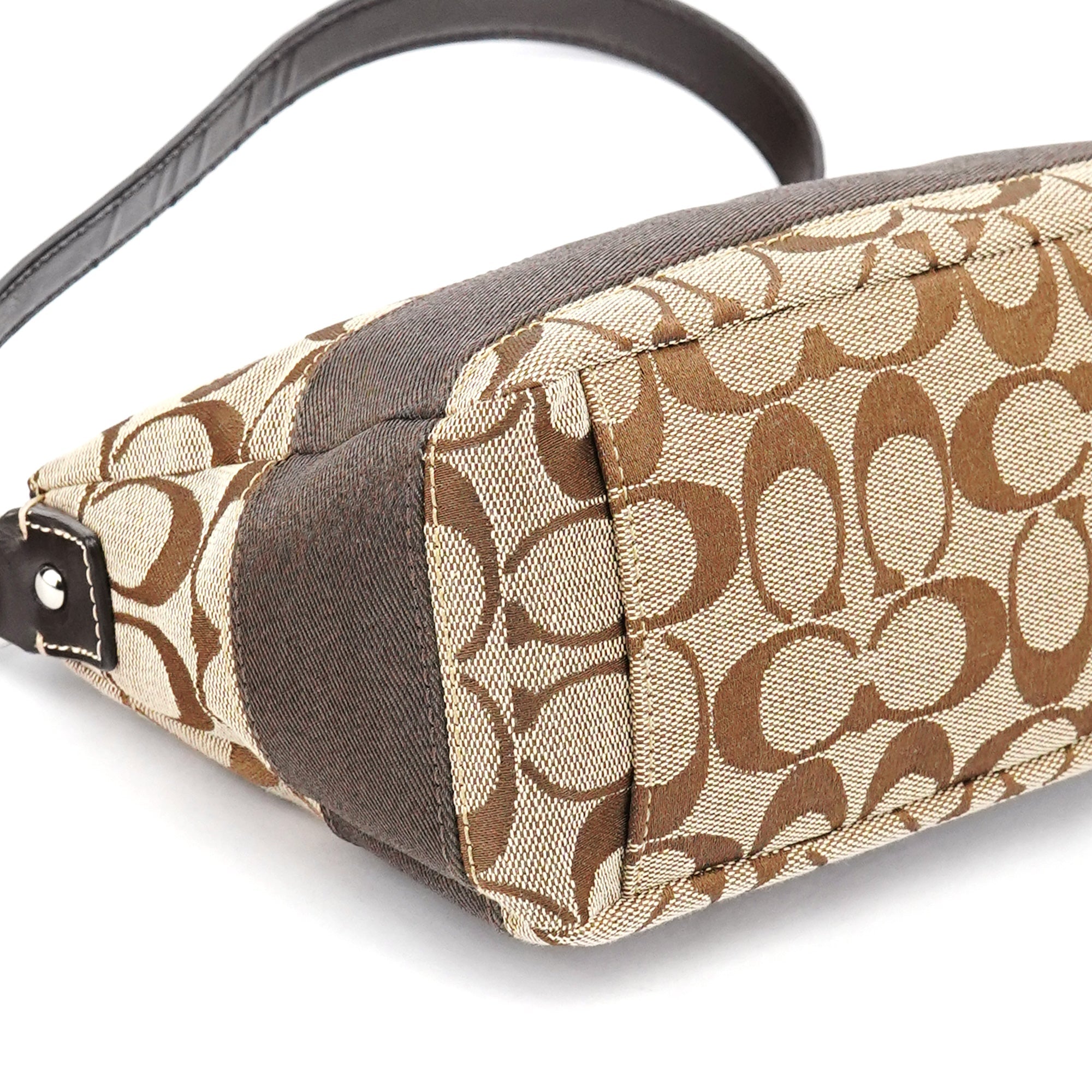 Coach Beige Brown Signature Canvas Shoulder Bag