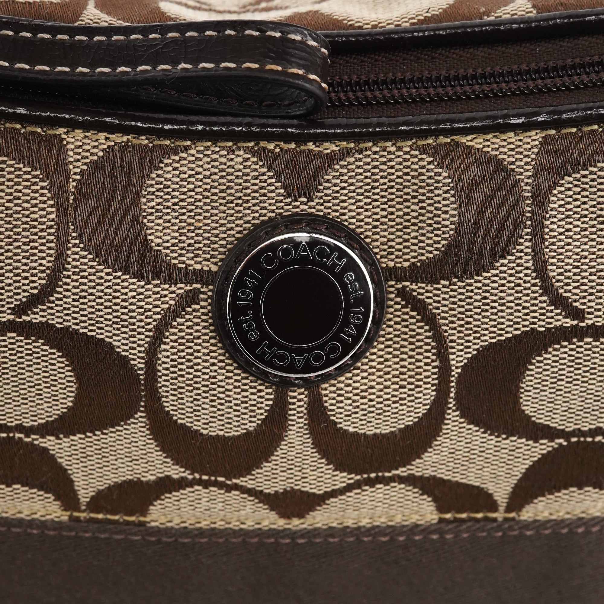 Coach Beige Brown Signature Canvas Shoulder Bag