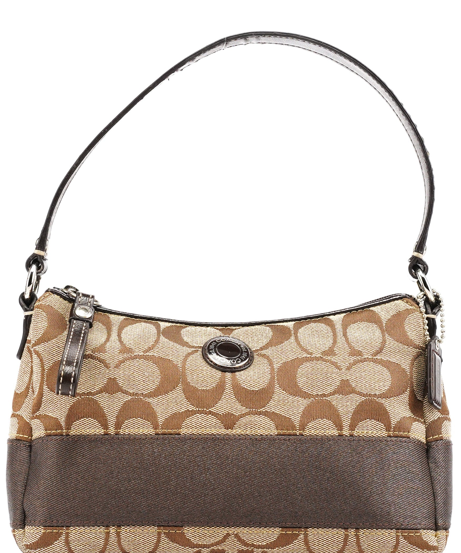 Coach Beige Brown Signature Canvas Shoulder Bag