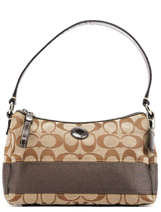 Coach Beige Brown Signature Canvas Shoulder Bag