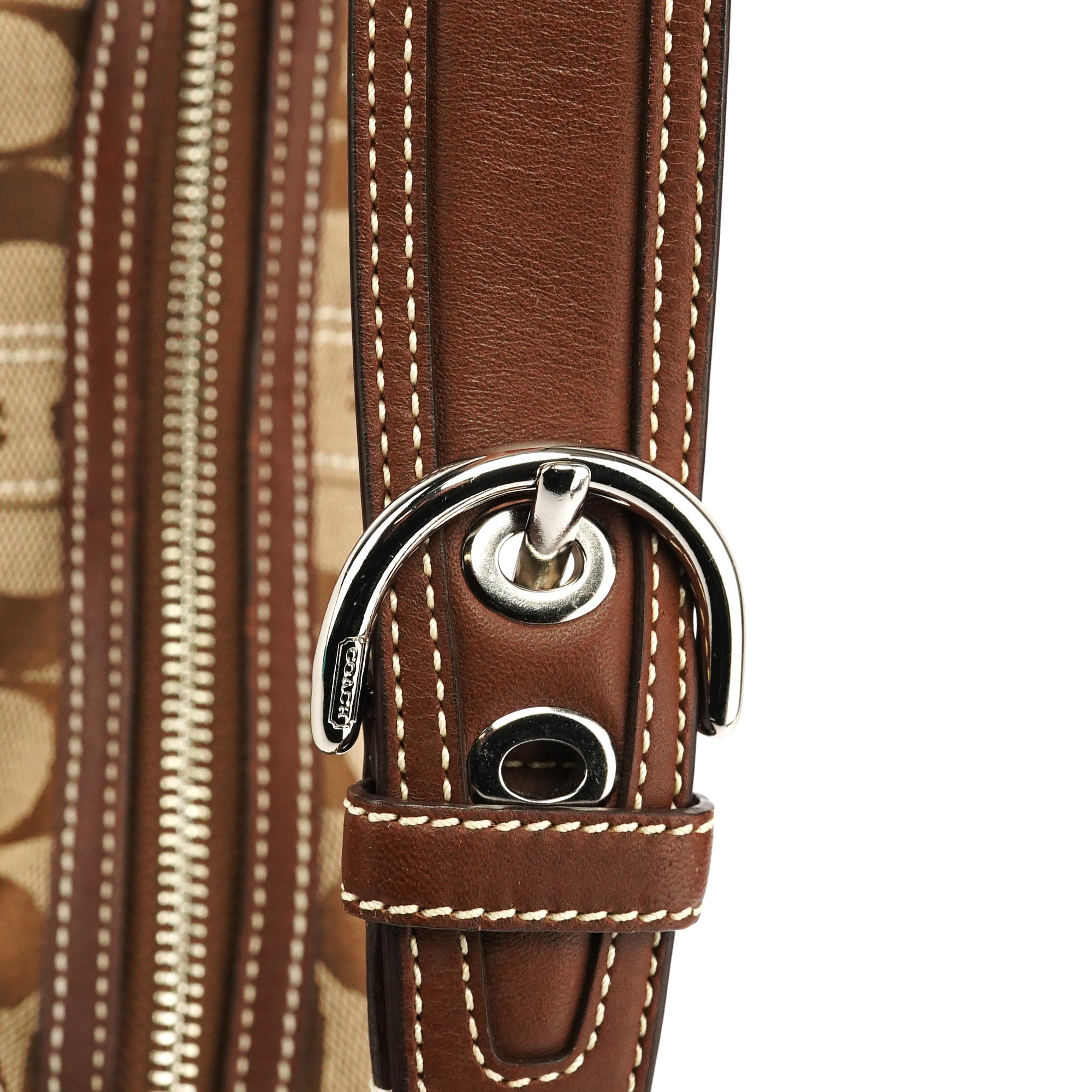 Coach Beige Brown Signature Hobo Shoulder Bag