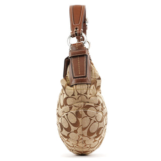 Coach Beige Brown Signature Hobo Shoulder Bag