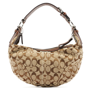 Coach Beige Brown Signature Hobo Shoulder Bag