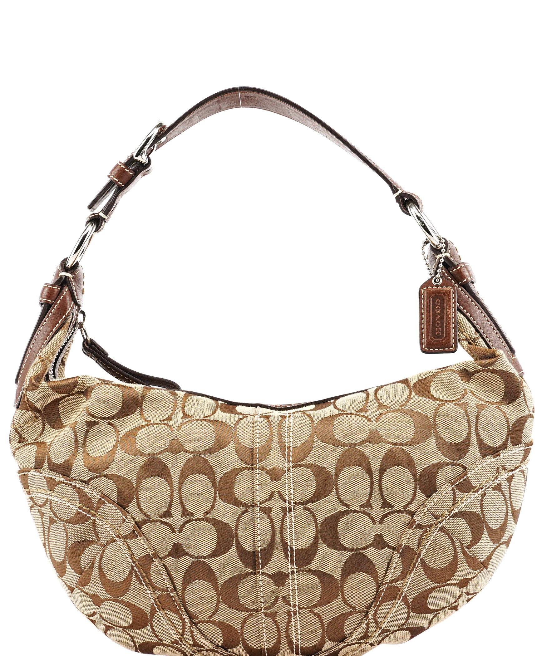 Coach Beige Brown Signature Hobo Shoulder Bag