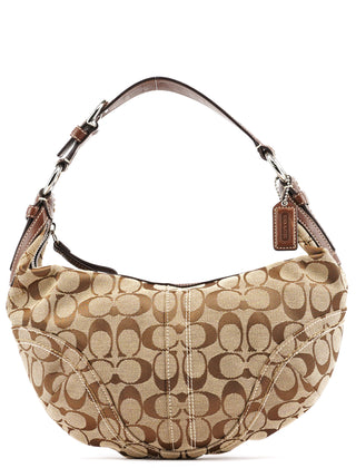 Coach Beige Brown Signature Hobo Shoulder Bag