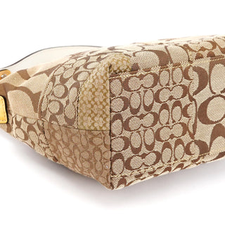 Coach Beige Brown Signature Patchwork Hobo Bag