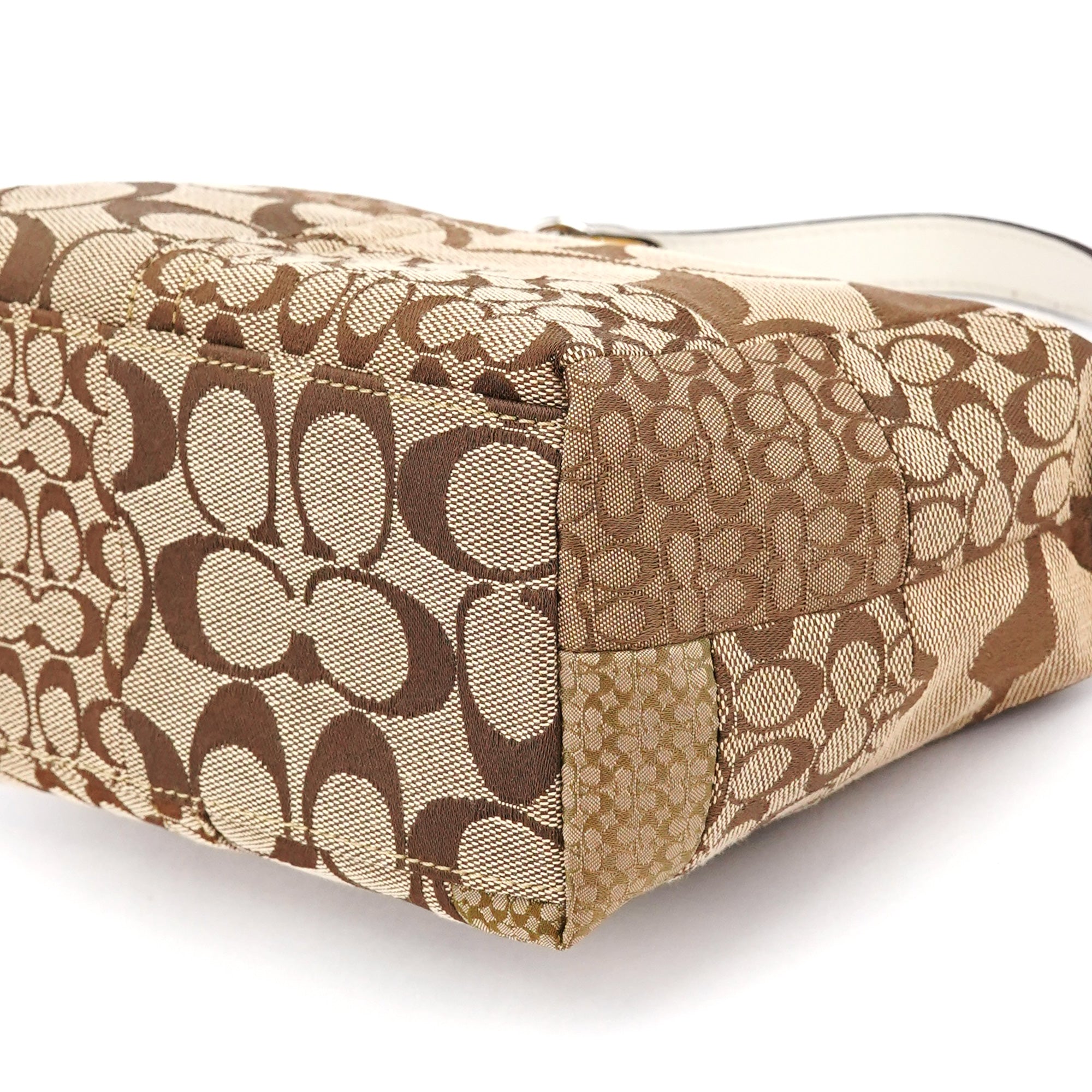 Coach Beige Brown Signature Patchwork Hobo Bag