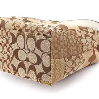 Coach Beige Brown Signature Patchwork Hobo Bag