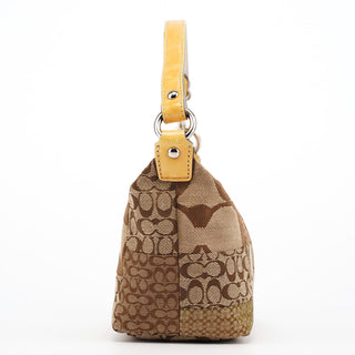 Coach Beige Brown Signature Patchwork Hobo Bag
