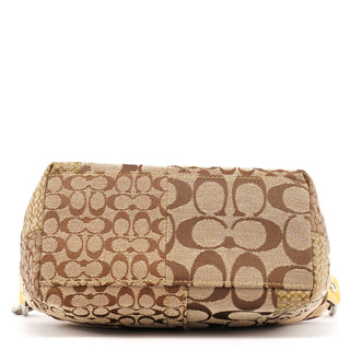 Coach Beige Brown Signature Patchwork Hobo Bag