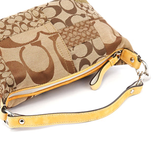 Coach Beige Brown Signature Patchwork Hobo Bag