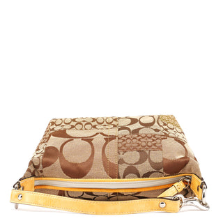 Coach Beige Brown Signature Patchwork Hobo Bag