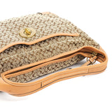 Coach Beige Brown Signature Turnlock Shoulder Bag