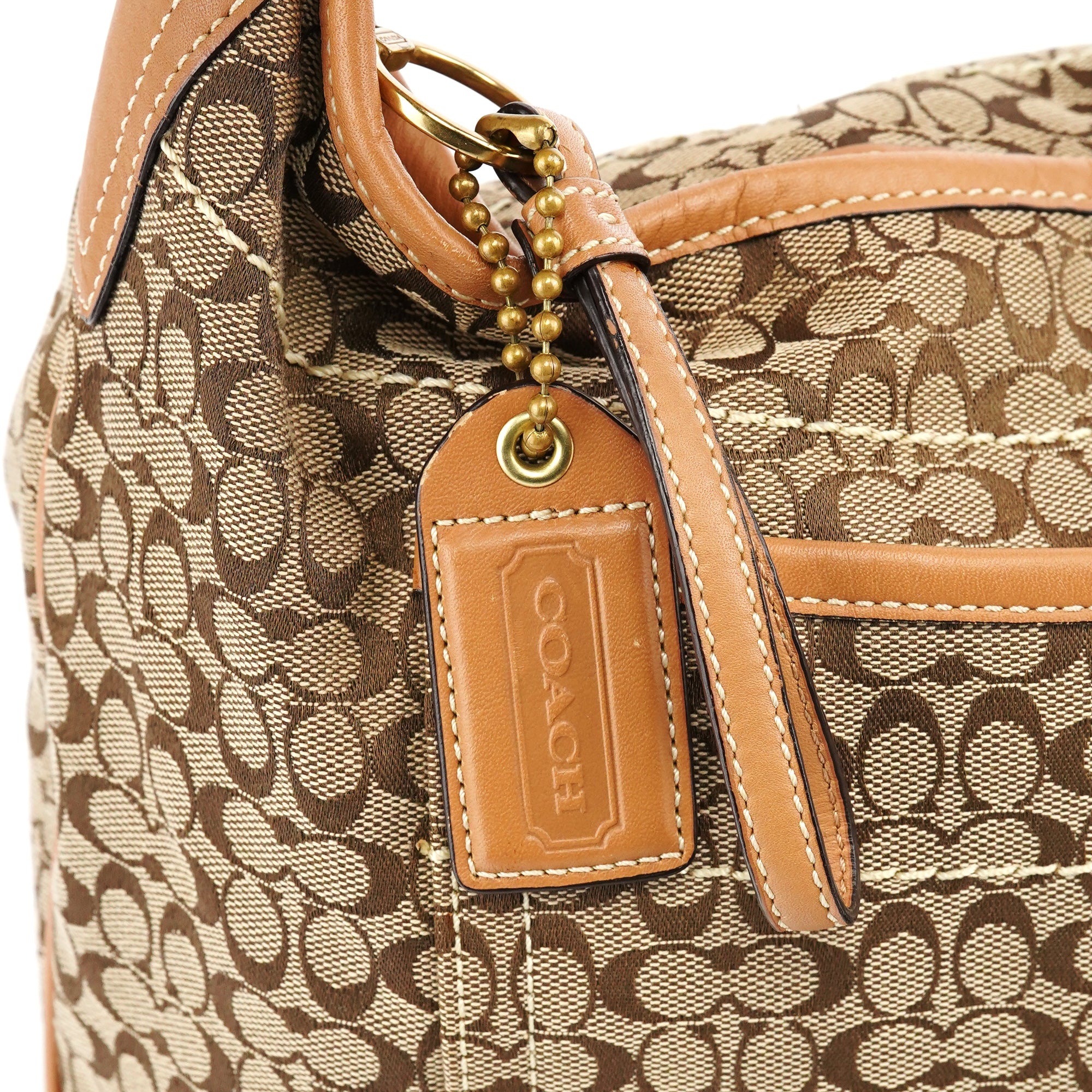 Coach Beige Brown Signature Turnlock Shoulder Bag