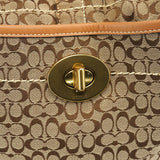 Coach Beige Brown Signature Turnlock Shoulder Bag