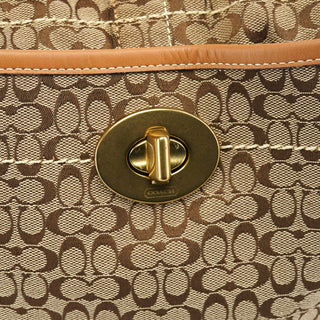 Coach Beige Brown Signature Turnlock Shoulder Bag
