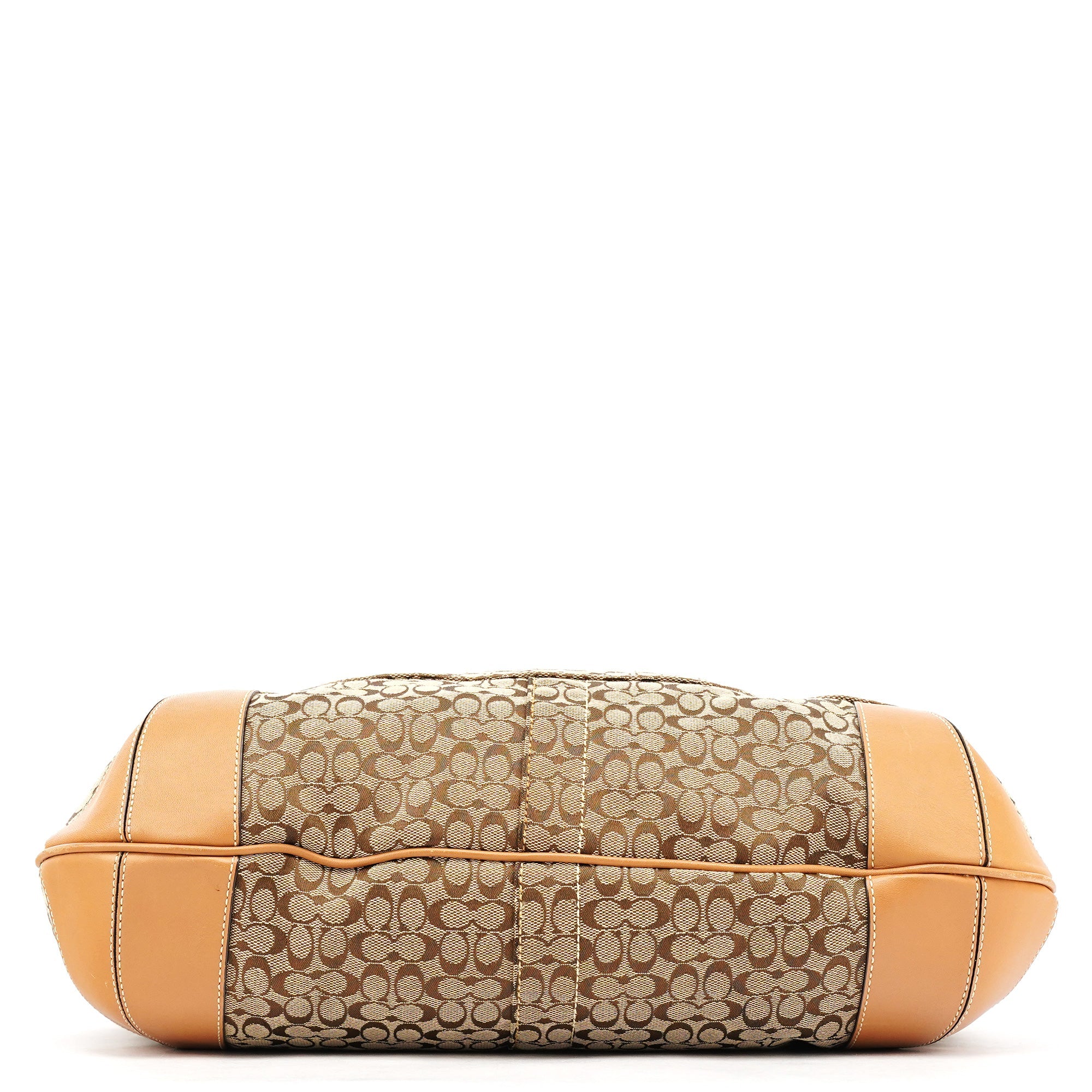 Coach Beige Brown Signature Turnlock Shoulder Bag
