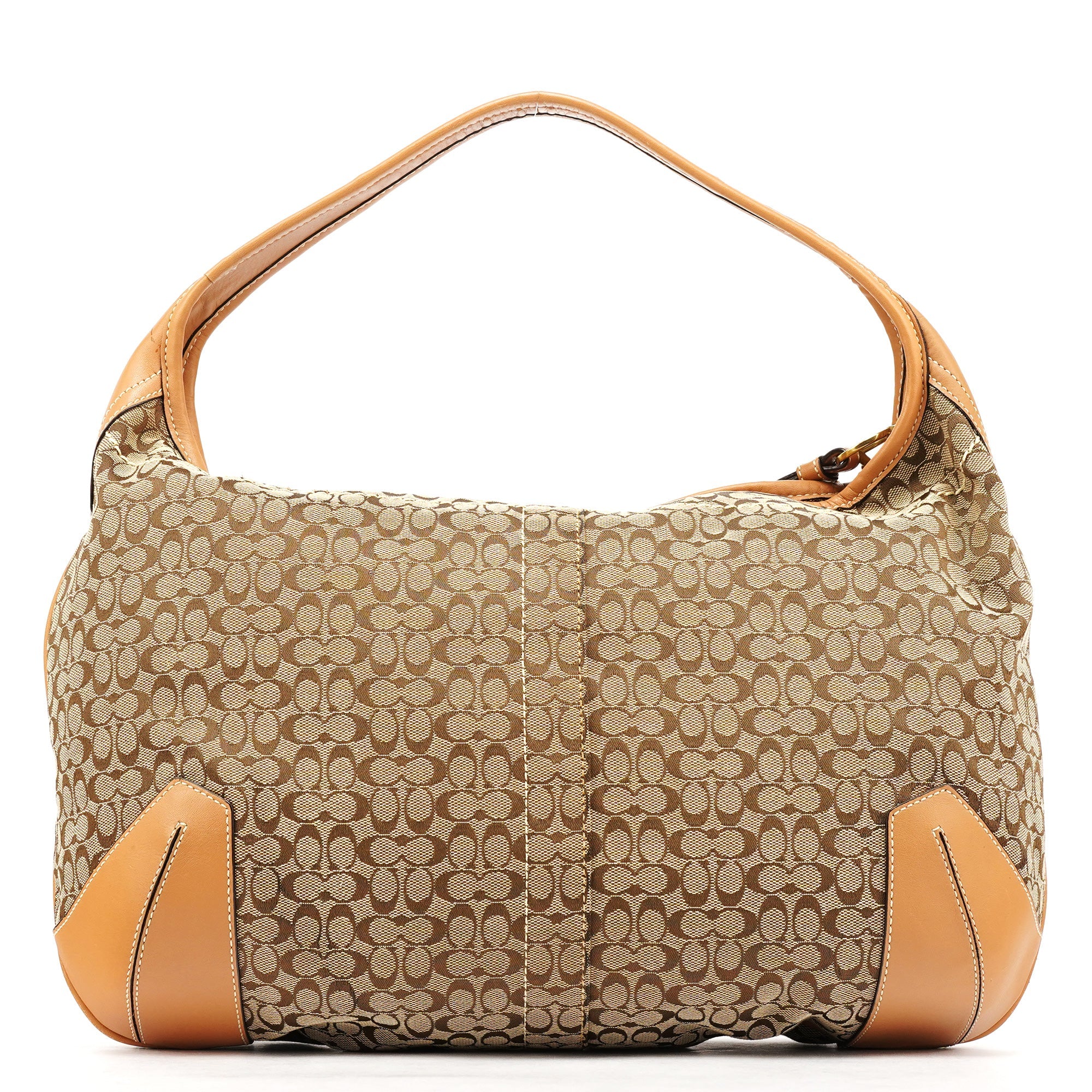 Coach Beige Brown Signature Turnlock Shoulder Bag
