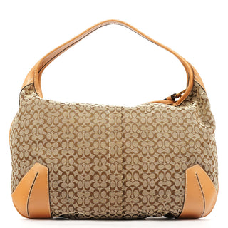 Coach Beige Brown Signature Turnlock Shoulder Bag