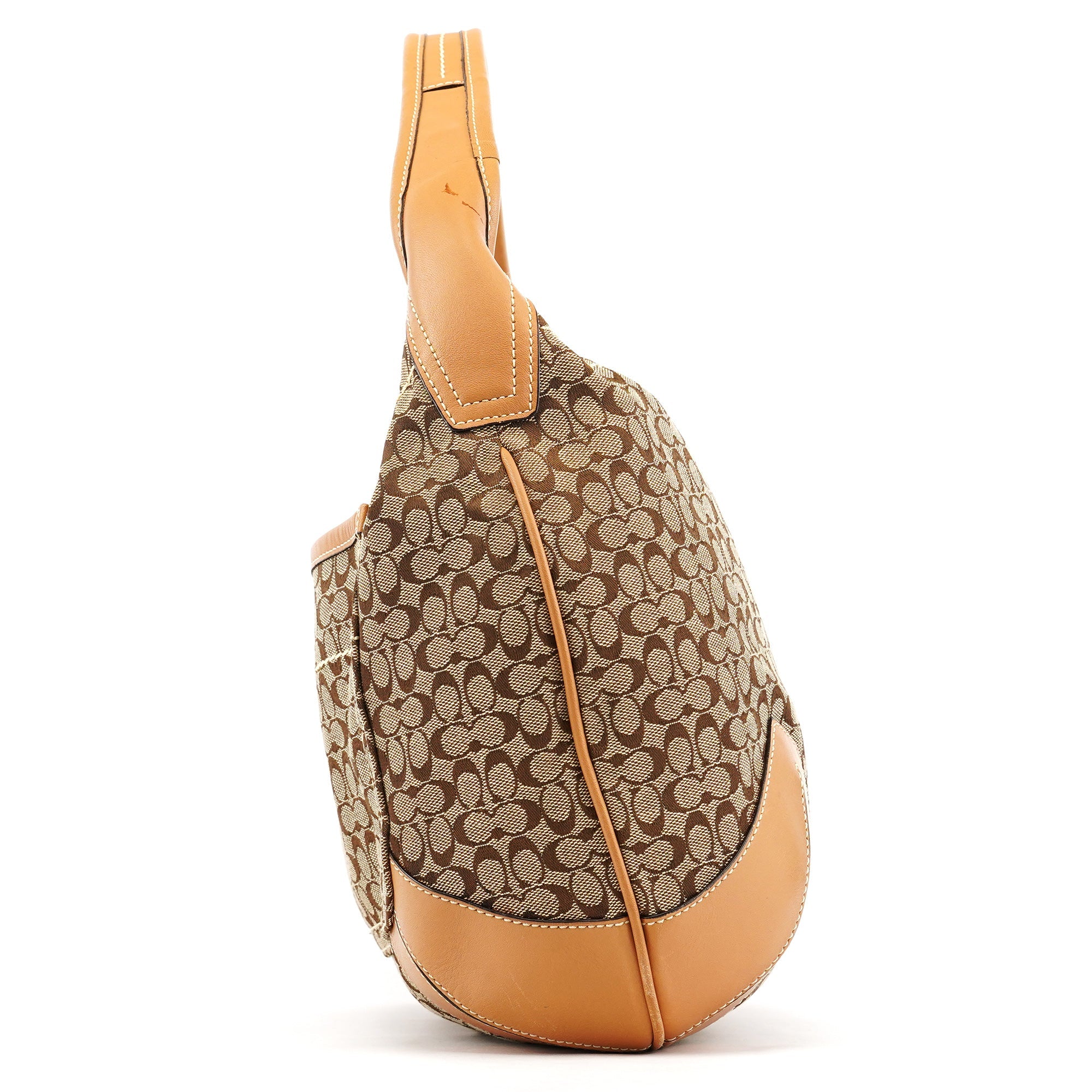 Coach Beige Brown Signature Turnlock Shoulder Bag