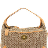 Coach Beige Brown Signature Turnlock Shoulder Bag